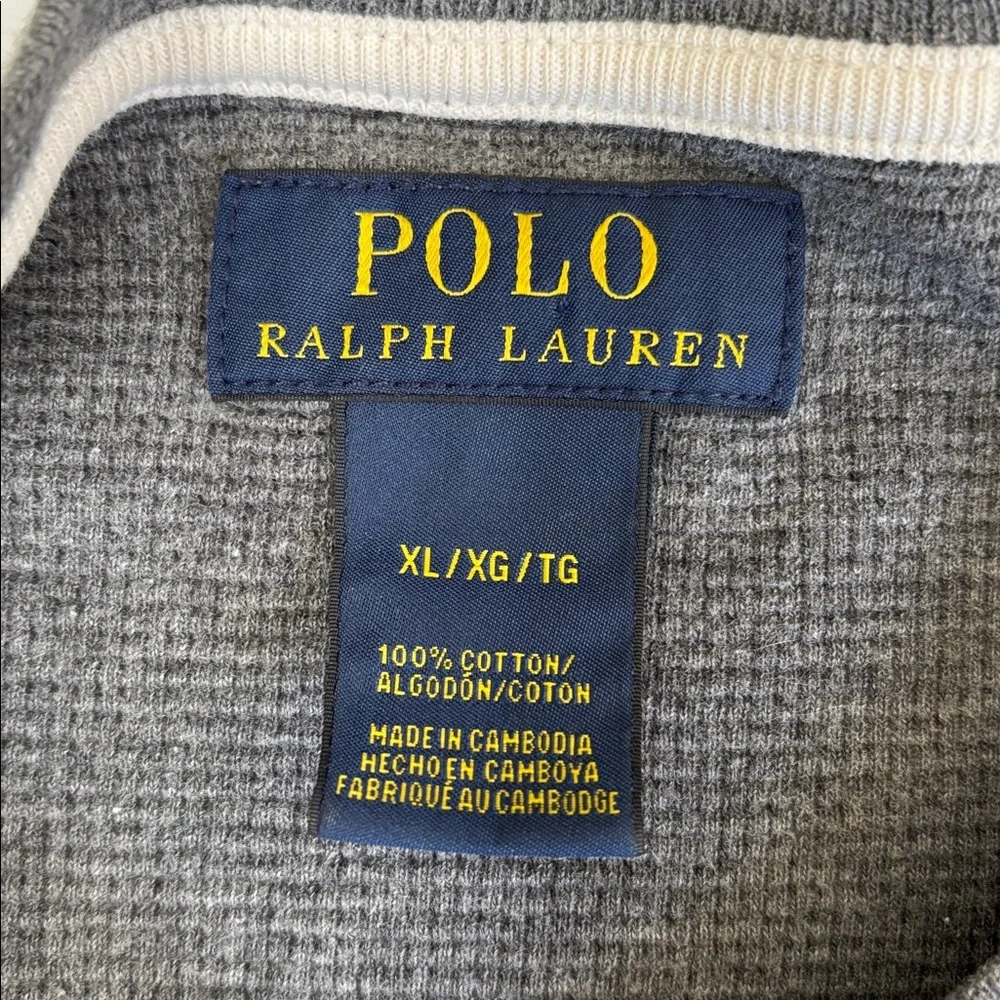 Polo Ralph‎ Lauren Waffle Knit Thermal Pony Pullover Long Sleeve Gray Men’s XL